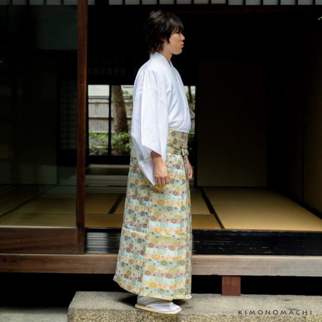 男性 袴 金襴袴 行灯袴 単品「桜鼠色系段ぼかし亀甲文」S/M/L/LL サイズ 卒業式 成人式 稽古 紳士 おとこ 着物 結婚式 メンズ【メール便不可】