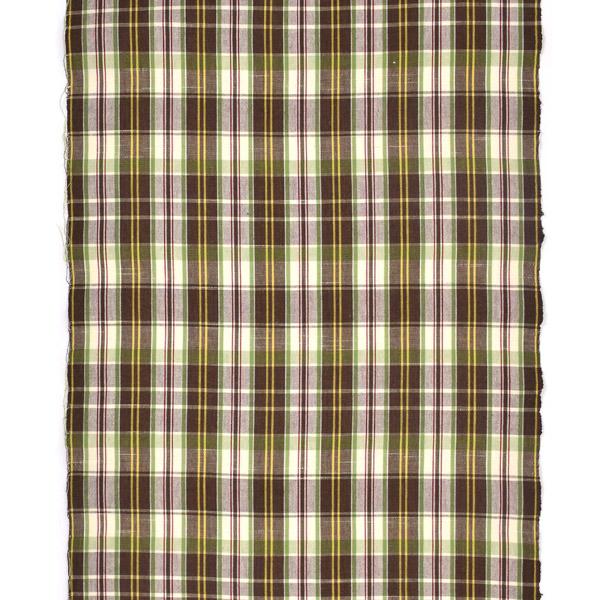 伊勢木綿 洗える着物 反物 レディース「重ね格子　媚茶×白×黄緑」未仕立て 木綿きもの 日本製 三重県 伝統工芸品 単衣 綿 カジュアル 小紋 レディース【メール便不可】