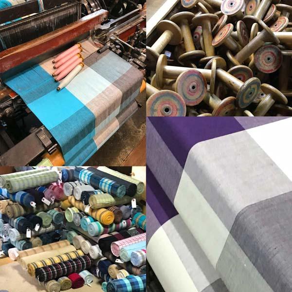 伊勢木綿 洗える着物 反物 レディース「縦縞　利休×浅葱×紫×桃色」未仕立て 木綿きもの 日本製 三重県 伝統工芸品 単衣 綿 カジュアル 小紋 レディース【メール便不可】