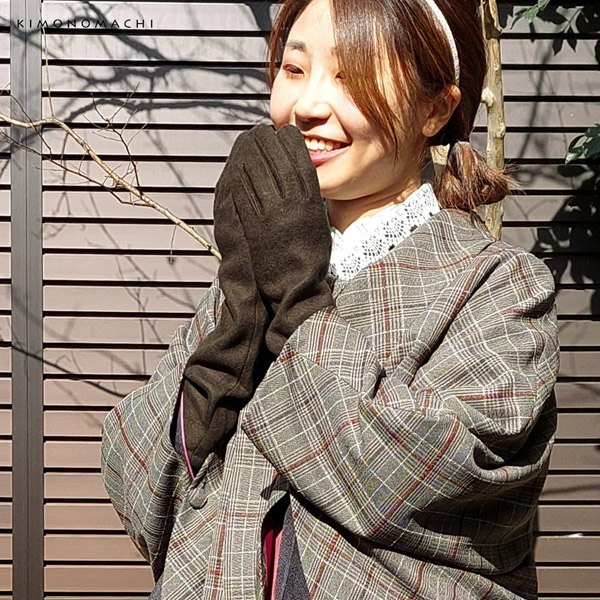 名入れ刺繍 ロング手袋 レディース「ブラック・グレー・ワイン・ブラウン・オークル」暖かい スマホ、スマートフォン対応 タッチパネルOK おしゃれ 女性用 グローブ 防寒 寒さ対策 手ぶくろ プレゼント ギフト 着物、洋服に KIMONOMACHIオリジナル【ラッピング無料】【送料無料】＜H＞【メール便不可】