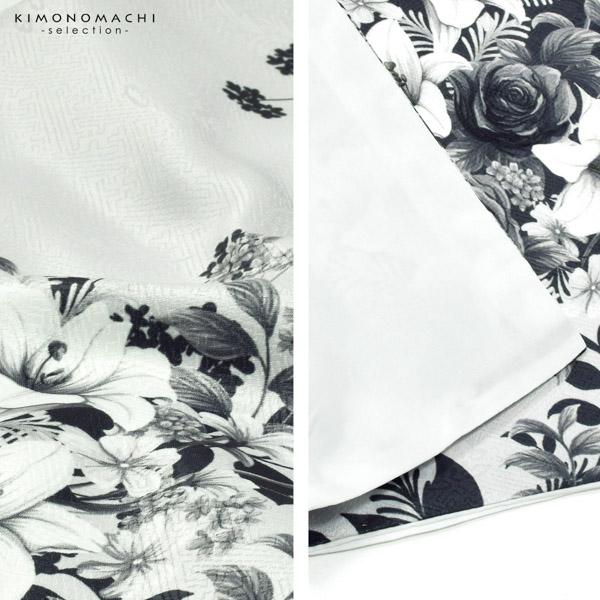 袴 セット 卒業式 女性 4点セット「二尺袖：ブーケ　グレー＋袴：黒＋袴下帯：白 麻の葉＋襦袢」卒業式 女性 レディース お仕立て上がり 袴セット 二尺袖着物セット 着物 二尺着物 袴【メール便不可】