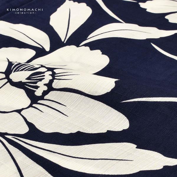 浴衣 レディース 女性浴衣単品 「紺　芙蓉の花」Fサイズ 綿浴衣