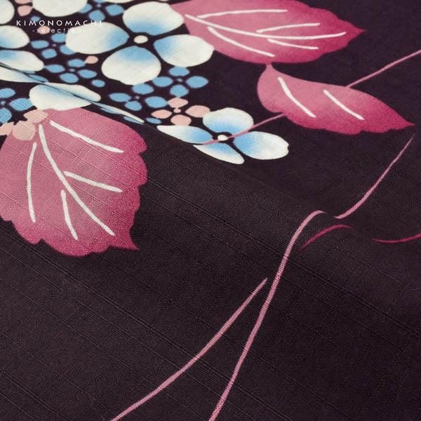 浴衣 レディース 女性浴衣単品 「赤紫　紫陽花つばめ」Fサイズ 綿浴衣