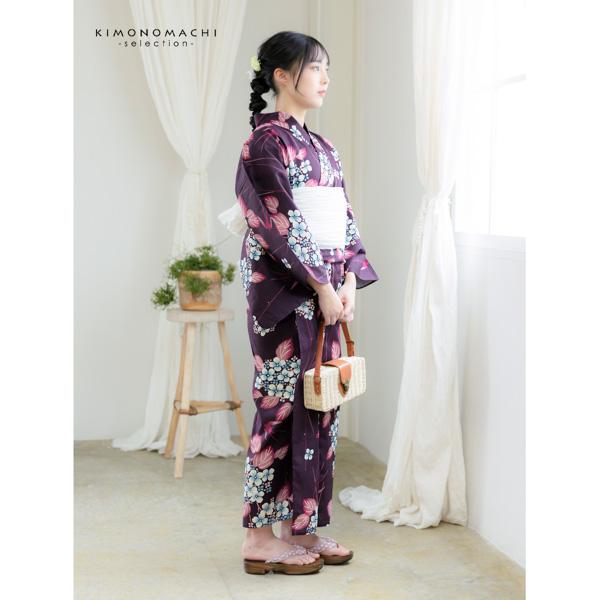 浴衣 レディース 女性浴衣単品 「赤紫　紫陽花つばめ」Fサイズ 綿浴衣