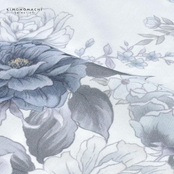 浴衣 レディース 女性浴衣単品「ピオニー　ブルーグレー」ポリエステル浴衣 プレタ浴衣 お仕立て上がり浴衣 大人浴衣 Fサイズ 女性用 女性浴衣 ゆかた【メール便不可】