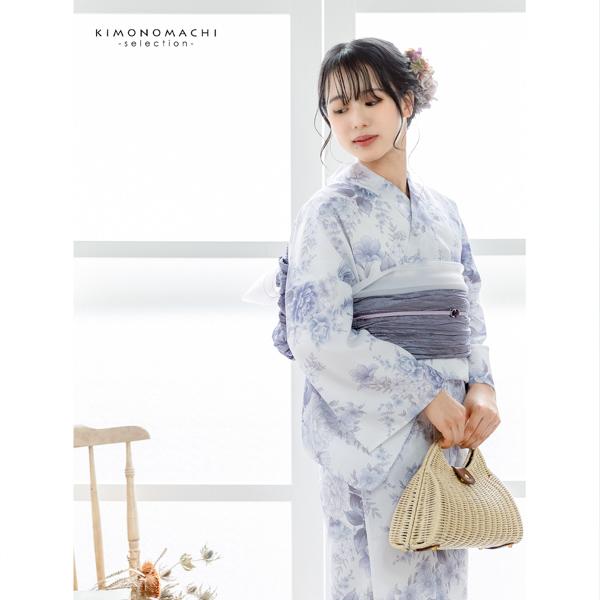 浴衣 レディース 女性浴衣単品「ピオニー　ブルーグレー」ポリエステル浴衣 プレタ浴衣 お仕立て上がり浴衣 大人浴衣 Fサイズ 女性用 女性浴衣 ゆかた【メール便不可】