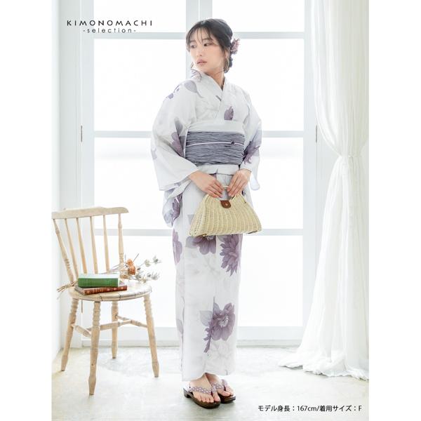 浴衣 レディース 女性浴衣単品「ダリア　モーヴグレー」ポリエステル浴衣 プレタ浴衣 お仕立て上がり浴衣 大人浴衣 Fサイズ 女性用 女性浴衣 ゆかた【メール便不可】