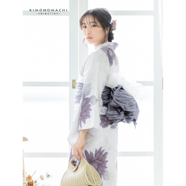 浴衣 レディース 女性浴衣単品「ダリア　モーヴグレー」ポリエステル浴衣 プレタ浴衣 お仕立て上がり浴衣 大人浴衣 Fサイズ 女性用 女性浴衣 ゆかた【メール便不可】