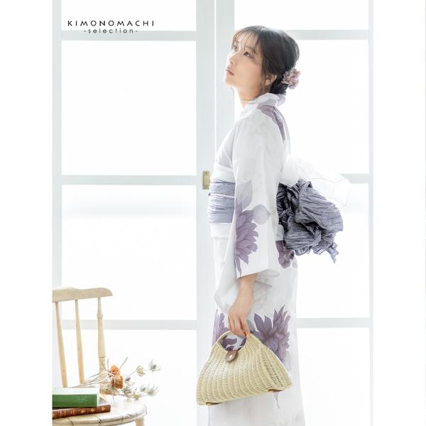 浴衣 レディース 女性浴衣単品「ダリア　モーヴグレー」ポリエステル浴衣 プレタ浴衣 お仕立て上がり浴衣 大人浴衣 Fサイズ 女性用 女性浴衣 ゆかた【メール便不可】