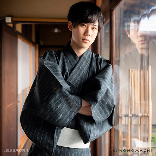 角帯 長尺 男性用角帯単品「束ね熨斗 / 紺色・鼠色・赤紫色・金茶色・白鼠色 全5色」日本製 4.4m ポリエステル 小袋帯 大きいサイズ メンズ 男性用 紳士帯 浴衣帯 KIMONOMACHI 京都きもの町オリジナル【メール便不可】