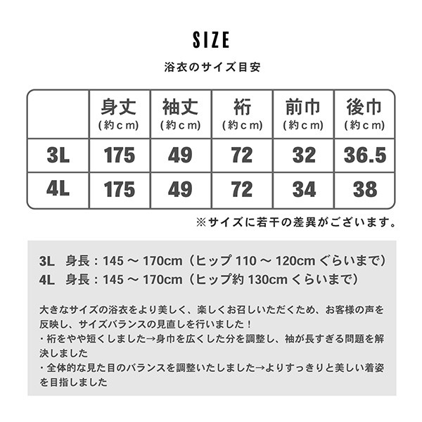 浴衣 レディース 大人 2点セット（浴衣＋しわ兵児帯) 大きいサイズ「檸檬・八重椿・クレマチス」3L/4L 綿 きもの町オリジナル 個性的 レトロモダン 花火大会 夏祭り 女性用浴衣 ゆかた yukata【メール便不可】