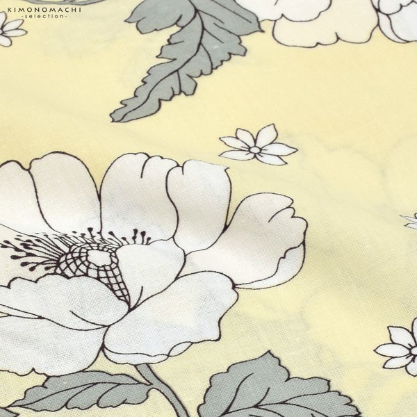 浴衣 子供 女の子 子供浴衣セット(浴衣+帯) 浴衣2点セット「クリームイエロー アネモネ」110cm/120cm/130cm/140cm/150cm こども 子ども キッズ ジュニア ゆかた 花火大会 夏祭り 夕涼み yukata set【メール便不可】