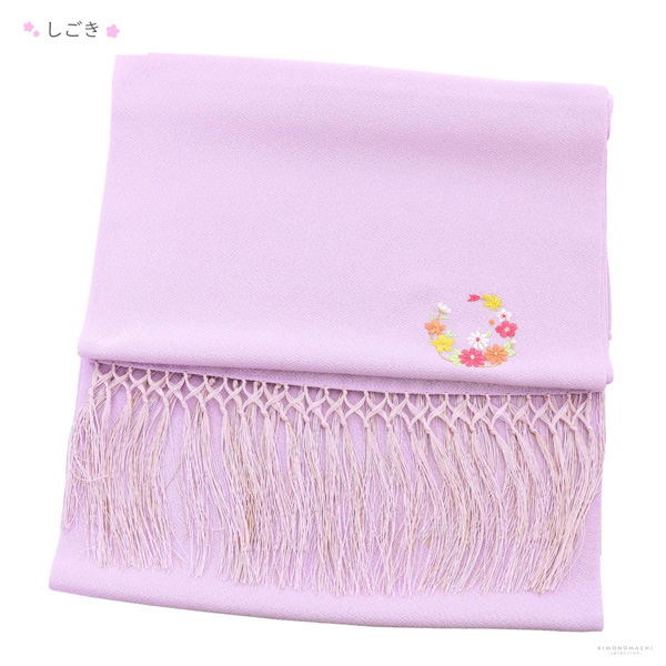 七五三 7歳 四つ身着物フルセット ブランド Shikibu Roman 式部浪漫「ミント×パープル　梅笹、花紋」女の子 7才 女児用 子供着物 七才のお祝い着向け【メール便不可】