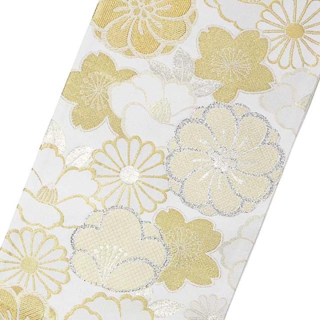 振袖 袋帯 単品「白地、金銀　四季花紋」日本製 お仕立て上がり 振袖用 袋帯 お仕立て済 振袖帯 結婚式 成人式 フォーマル【メール便不可】