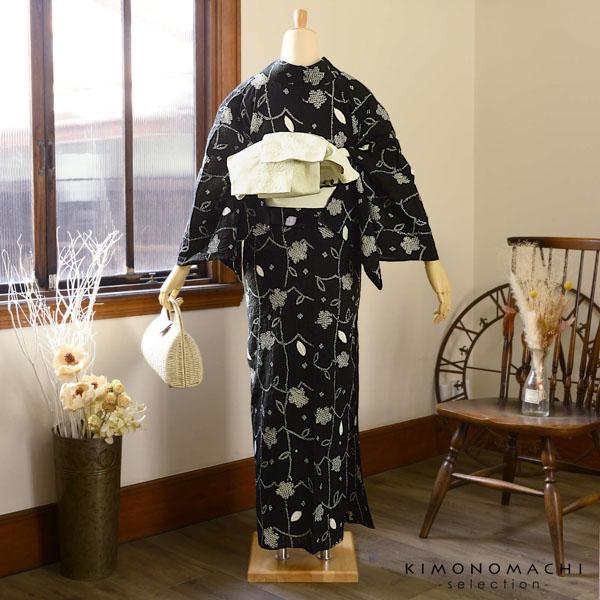 【訳アリ】お仕立て上がり絞り浴衣単品「フラワータペストリー　黒」有松絞り 女性浴衣単品 レディース浴衣単品 綿 お仕立て上がり浴衣 yukata【メール便不可】