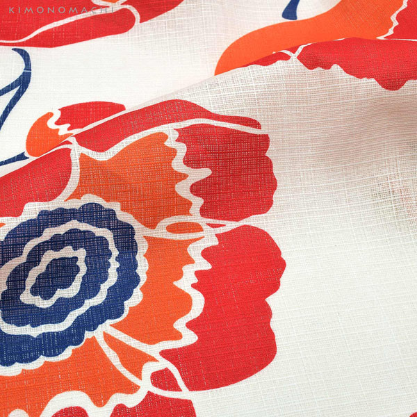 浴衣 レディース 単品「レトロフラワー　ピンク」3L/4L 大きいサイズ KIMONOMACHI 京都きもの町 オリジナル レトロ モダン かわいい 大人柄 変わり織り綿 女性浴衣単品 女浴衣 ゆかた yukata【メール便不可】