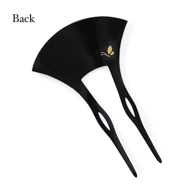 髪飾り 銀杏型 かんざし 単品「べっ甲調・黒 牡丹」日本製 簪 日本髪 和装 着物 礼装 結婚式 和装髪飾り