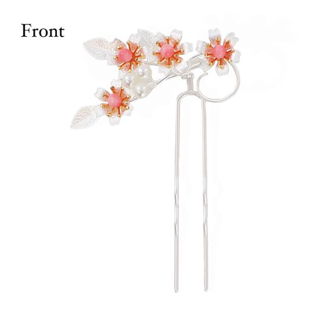 髪飾り かんざし 単品「六弁花に実 ゴールド・シルバー」日本製 簪 花かんざし 日本髪 和装 着物 礼装 結婚式 和装髪飾り