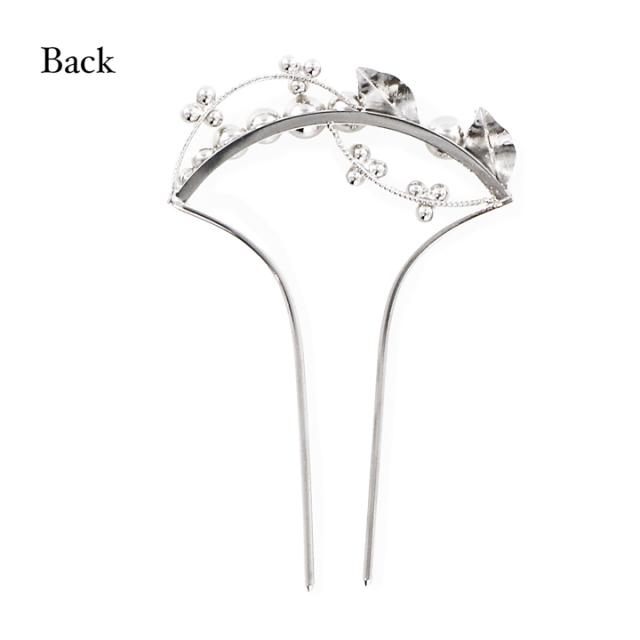 髪飾り かんざし 単品「パール、小枝　ゴールド」日本製 簪 日本髪 和装 着物 礼装 結婚式