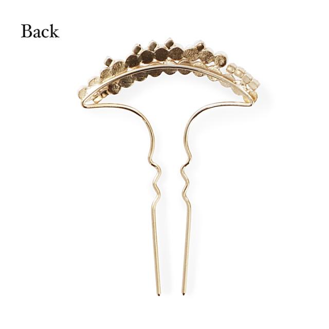 髪飾り かんざし 単品「ゴールド・シルバー 2連パール、ラインストーン」日本製 簪 日本髪 和装 着物 礼装 結婚式