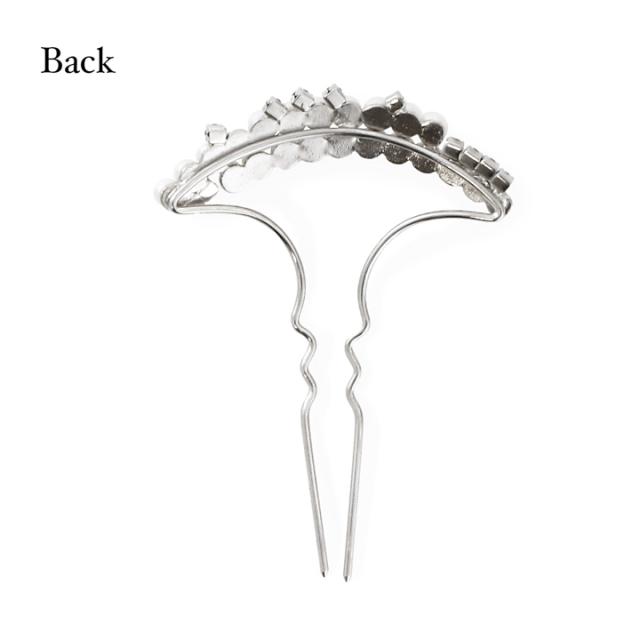 髪飾り かんざし 単品「ゴールド・シルバー 2連パール、ラインストーン」日本製 簪 日本髪 和装 着物 礼装 結婚式