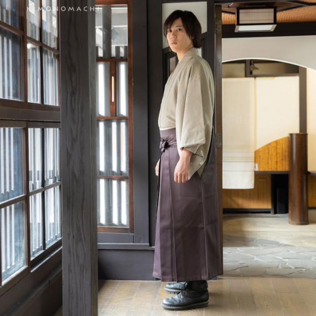 袴 メンズ 馬乗り袴 単品「茶」S/M/L/LL サイズ 馬乗袴 男 男性 洗える 弓道 剣道 居合 和装 着物 普段着 無地 KIMONOMACHI オリジナル【メール便不可】