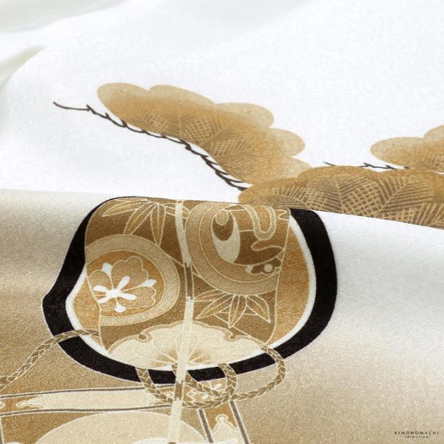 七五三 着物 3歳 男の子 被布セット「白　象牙色・水色　白・水色　黄色、格天井に宝尽くし」三歳男児被布セット 子供着物 フルセット 三才のお祝い着 3才向け【メール便不可】