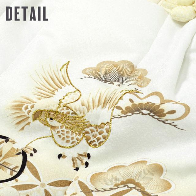 七五三 着物 3歳 男の子 被布セット「白　象牙色・水色　白・水色　黄色、格天井に宝尽くし」三歳男児被布セット 子供着物 フルセット 三才のお祝い着 3才向け【メール便不可】