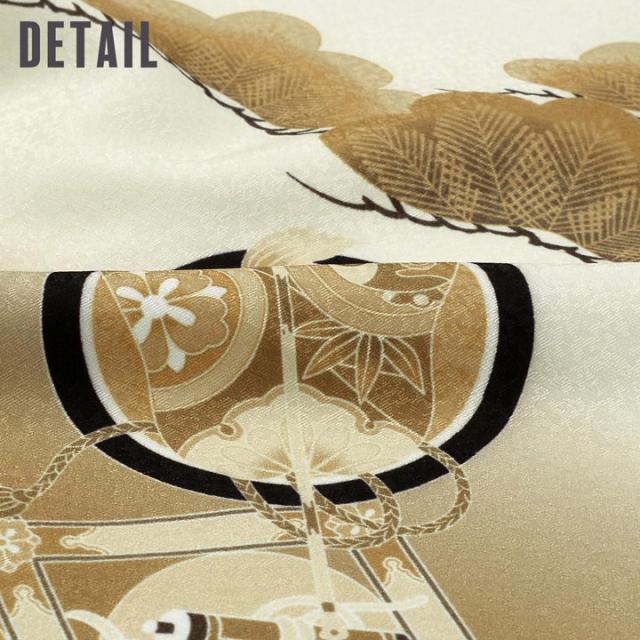 七五三 着物 3歳 男の子 被布セット「白　象牙色・水色　白・水色　黄色、格天井に宝尽くし」三歳男児被布セット 子供着物 フルセット 三才のお祝い着 3才向け【メール便不可】