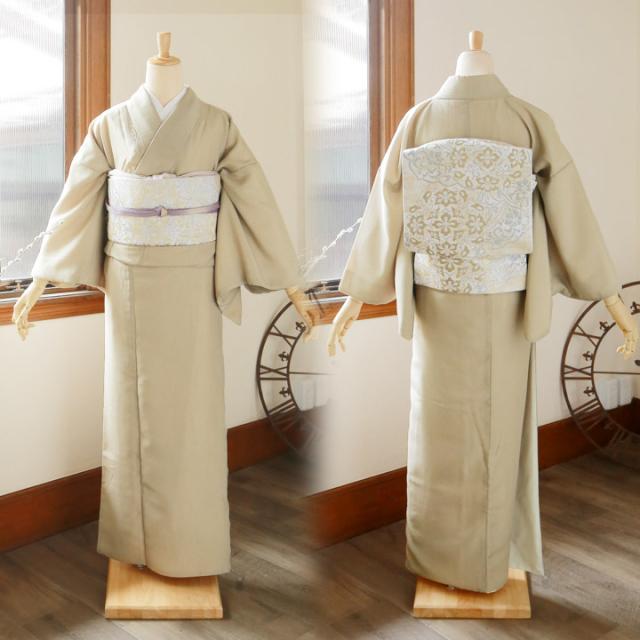 【洗える着物 色無地 袷】色無地 お仕立て上がり レディース プレタ「洗える着物 色無地 砂色・秘色 2色」サイズ：S M L TL LL カラー：ブルー ベージュ 女性 袷 入学式 卒業式 七五三 普段着に【メール便不可】