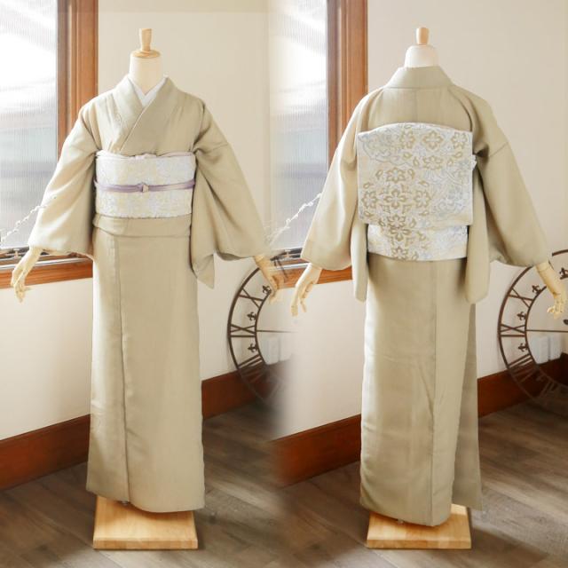 【洗える着物 色無地 単衣】色無地 お仕立て上がり レディース プレタ「洗える着物 色無地 砂色・秘色 2色」サイズ：S M L TL LL カラー：ブルー ベージュ 女性 単衣 お茶のお稽古に、普段着に【メール便不可】