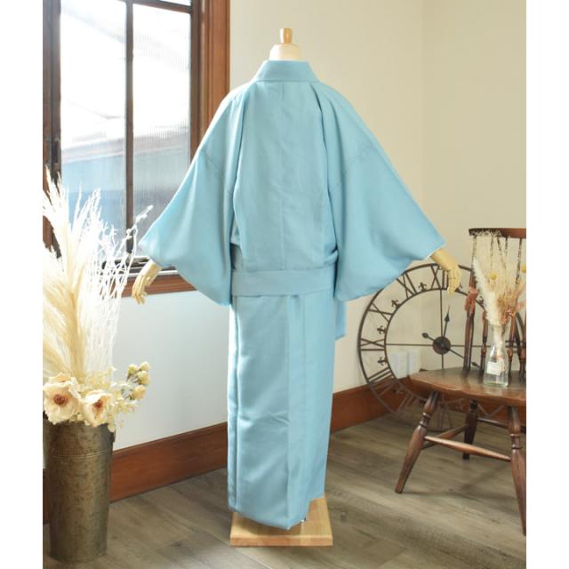 【二部式着物 色無地 洗える着物】色無地 洗えるセパレート着物「洗える着物 色無地 砂色・秘色 2色」お仕立て上がり プレタ 旅館 和食店 制服 サイズ：M L カラー：ブルー ベージュ 女性 袷 レディース【メール便不可】
