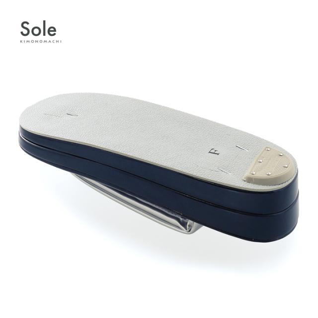 振袖 草履 バッグ 成人式「深藍×銀」Fサイズ レディース 振袖用草履バッグセット エナメル 無地 振袖 草履 バッグ【メール便不可】