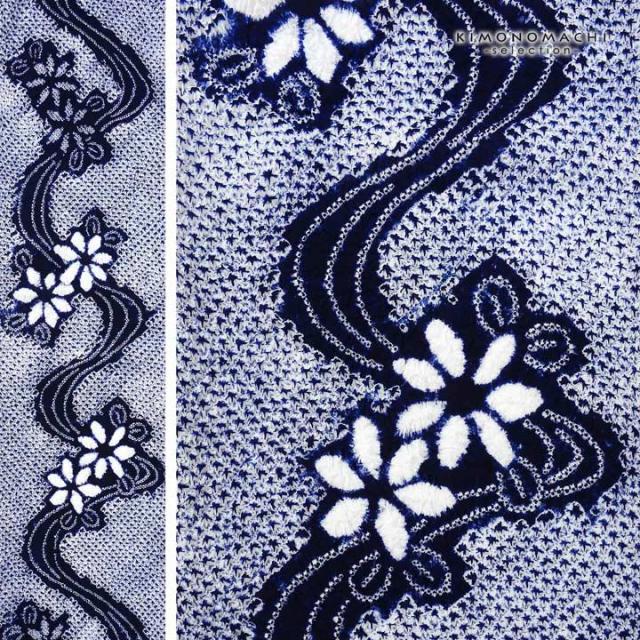 絞り浴衣反物 花しぼり「有松三浦 茉莉花 濃紺」有松絞り 女性浴衣 レディース浴衣 絞り浴衣 綿浴衣 未仕立て【メール便不可】