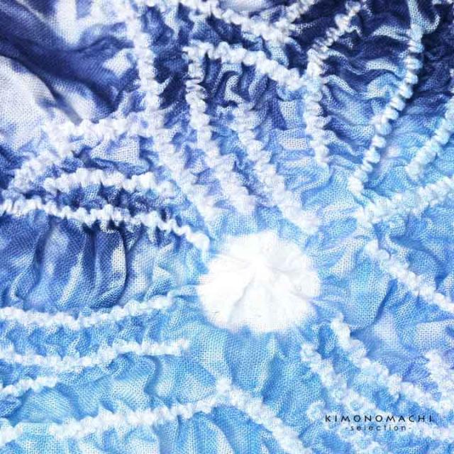 絞り浴衣反物「二輪草 群青色」有松絞り 女性浴衣 レディース浴衣 絞り浴衣 綿浴衣 未仕立て【メール便不可】