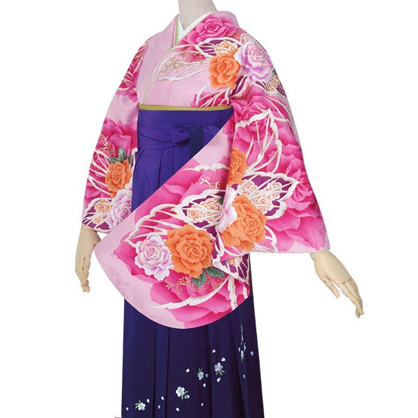 中古品】袴セット レディース 卒業式 「二尺袖：ピンク シャイニー