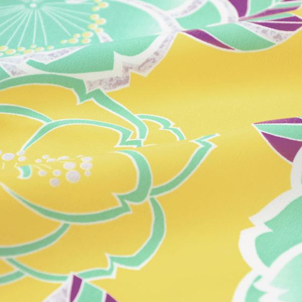 【中古品】ジュニア用 振袖単品 「黄色　桜」 仕立て上がり 着物 小振袖 二尺袖 袴に合わせて ショート丈 子ども 子供 キッズ ジュニア 女の子 卒業式 入学式 小学校 小学生 中学校 中学生 十三参り 十三詣り 貸衣装処分 レンタル処分品【メール便不可】
