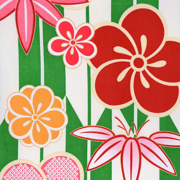 【中古品】ジュニア用 振袖単品 「緑 矢羽根にねじり梅と笹竹」 仕立て上がり 襦袢プレゼント 小振袖 着物 子ども 子供 キッズ ジュニア 女の子 卒業式 小学校 小学生 中学校 中学生 十三参り 十三詣り 1/2成人式 ハーフ成人式 貸衣装処分 レンタル処分品【メール便不可】