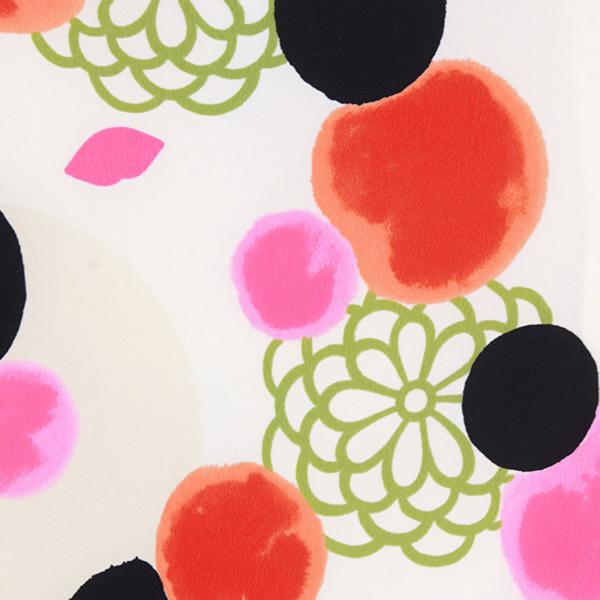 【中古品】ジュニア用 振袖単品 「ベージュ 水玉に丸菊」 仕立て上がり 着物 小振袖 二尺袖 袴に合わせて ショート丈 子ども 子供 キッズ ジュニア 女の子 卒業式 入学式 小学校 小学生 中学校 中学生 十三参り 十三詣り 貸衣装処分 レンタル処分品【メール便不可】