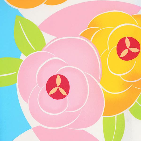 【中古品】ジュニア用 振袖単品 「水色 花と円」 仕立て上がり 襦袢プレゼント 小振袖 着物 子ども 子供 キッズ ジュニア 女の子 卒業式 小学校 小学生 中学校 中学生 十三参り 十三詣り 1/2成人式 ハーフ成人式 貸衣装処分 レンタル処分品【メール便不可】