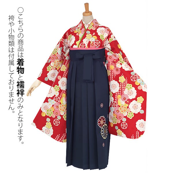 【中古品】ジュニア用 振袖単品「赤　桜にねじり梅」仕立て上がり 襦袢プレゼント 小振袖 着物 子ども 子供 キッズ ジュニア 女の子 卒業式 小学校 小学生 中学校 中学生 十三参り 十三詣り 1/2成人式 ハーフ成人式 貸衣装処分 レンタル処分品 【メール便不可】