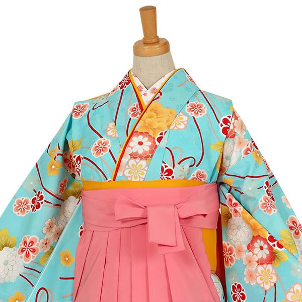 【中古品】ジュニア用 振袖単品「水色 花くす玉」仕立て上がり 襦袢プレゼント 小振袖 着物 子ども 子供 キッズ ジュニア 女の子 卒業式 小学校 小学生 中学校 中学生 十三参り 十三詣り 1/2成人式 ハーフ成人式 貸衣装処分 レンタル処分品 【メール便不可】