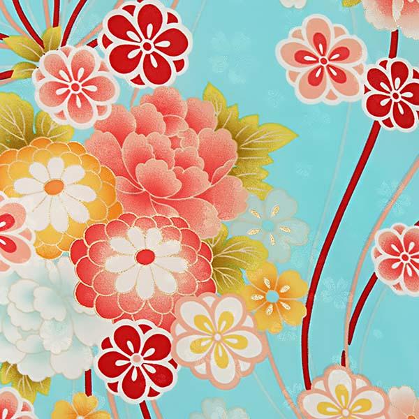 【中古品】ジュニア用 振袖単品「水色 花くす玉」仕立て上がり 襦袢プレゼント 小振袖 着物 子ども 子供 キッズ ジュニア 女の子 卒業式 小学校 小学生 中学校 中学生 十三参り 十三詣り 1/2成人式 ハーフ成人式 貸衣装処分 レンタル処分品 【メール便不可】
