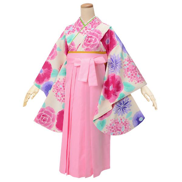 【中古品】ジュニア用 振袖単品「クリーム色　花」仕立て上がり 小振袖 着物 子ども 子供 キッズ ジュニア 女の子 卒業式 小学校 小学生 中学校 中学生 十三参り 十三詣り 1/2成人式 ハーフ成人式 貸衣装処分 レンタル処分品 【メール便不可】