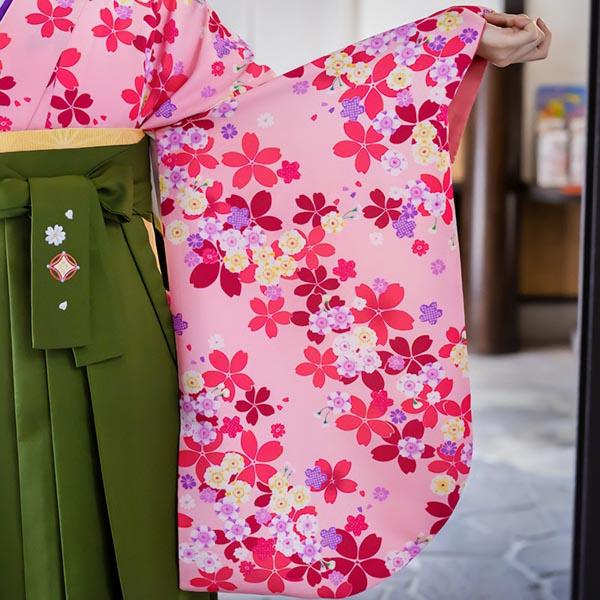 【中古品】二尺袖 単品「ピンク　桜づくし」貸衣装処分 レンタル処分品 卒業式 【メール便不可】