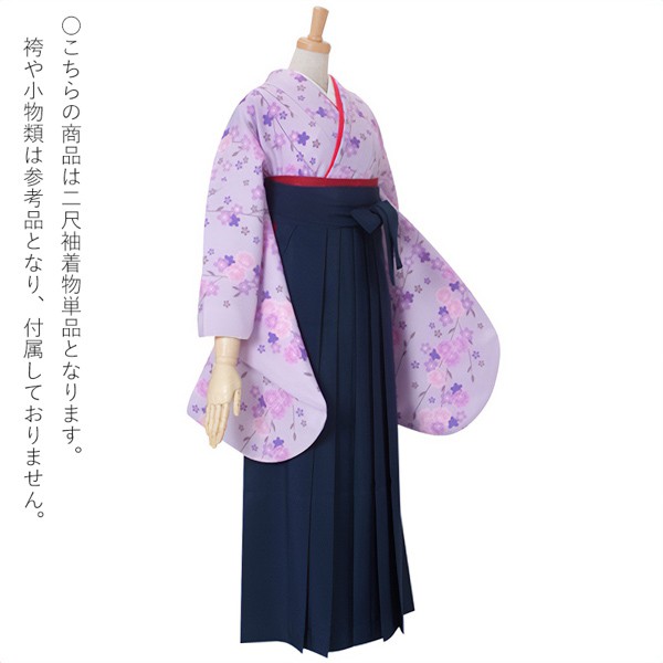 【中古品】二尺袖 単品「藤紫　しだれ桜」貸衣装処分 レンタル処分品 卒業式【メール便不可】