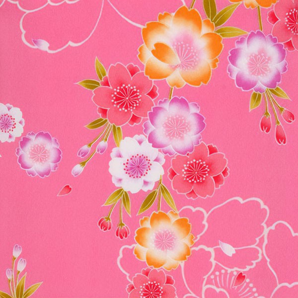 【中古品】二尺袖 単品「ピンク　枝桜」貸衣装処分 レンタル処分品 卒業式【メール便不可】