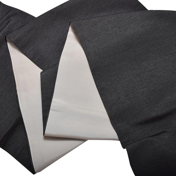 【中古品】仕立て上がり 袋帯 「墨色に四季の短冊文様」 染帯 染め帯 洒落帯 【メール便不可】