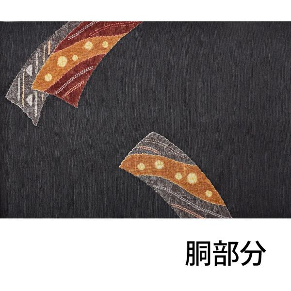 【中古品】仕立て上がり 袋帯 「墨色に四季の短冊文様」 染帯 染め帯 洒落帯 【メール便不可】