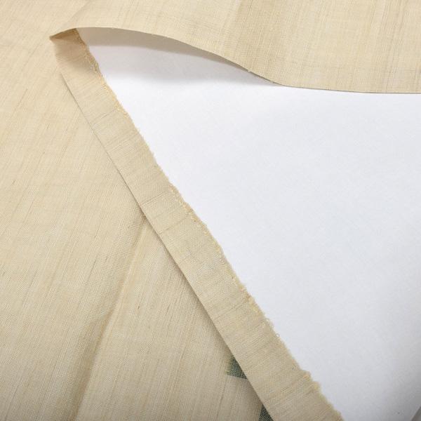 中古品】仕立て上がり 九寸名古屋帯 「生成りに緑の十字絣」 開き